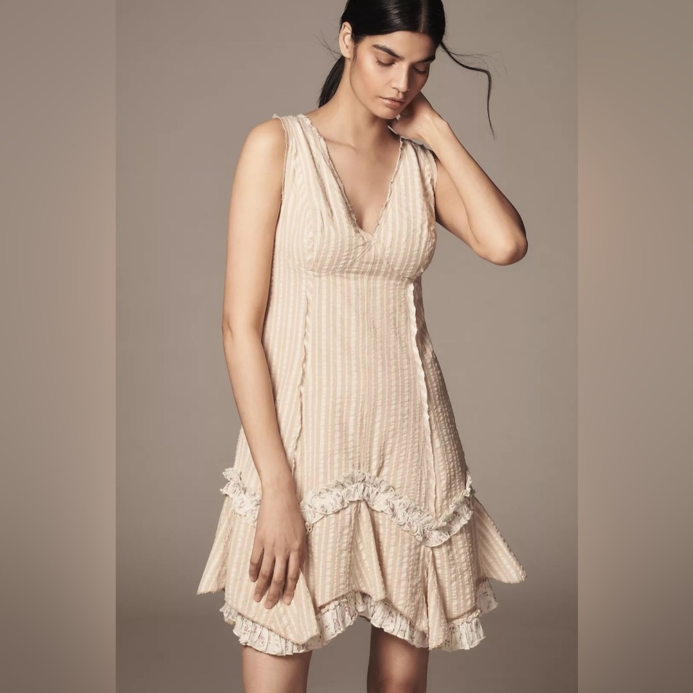 Anthropologie Pilcro V-Neck Ruffle Mini Dress - Picture 3 of 8